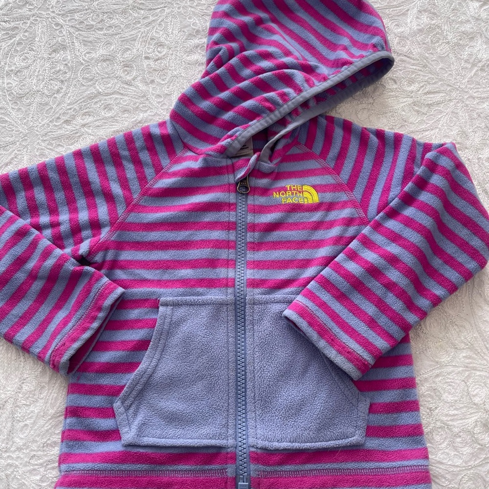 The North Face Kids Hoodie Fleece - Pink and Lavender Stripes Size 2T